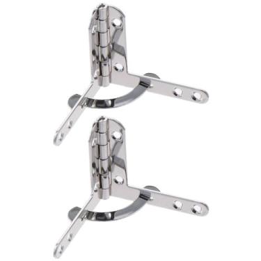 Imagem de iuniq 2 peças de dobradiça de ferro prata, ferragens para móveis, suporte dobrável de 90 graus, suporte articulado, suporte para joias, vinho, caixa de madeira