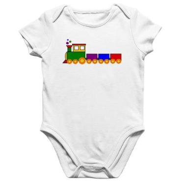 Imagem de Body Bebê Algodão Trenzinho Colorido - Foca na Moda, Branco, G