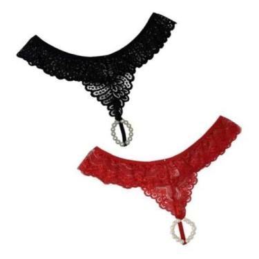 Imagem de Kit 2 Calcinhas Tailandesa Fio Dental Anel Com Pérolas - Moda Íntima, 