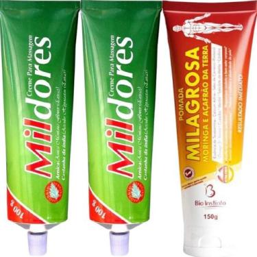 Imagem de Kit 2 Creme Para Massagem Mil Dores 100g + 1 Pomada Massageadora Milag