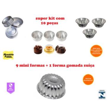 Imagem de Kit 10 Formas Bolo Decorado Com 9 Mini Formas Bolo Baby e 1 Forma Suíç