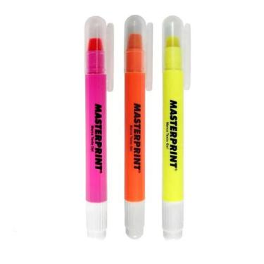 Imagem de Kit 3 Canetas Marca Texto Gel Cores Amarelo, Laranja  e Rosa - Masterp