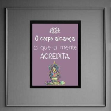 Imagem de Quadro Frase Yoga - Corpo Alcança 45x34cm - Quadros On-line, Madeira b