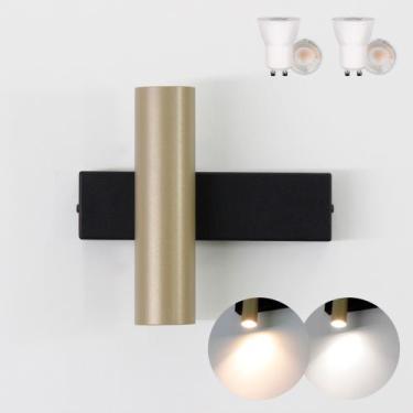 Imagem de Arandela Luminalux ALX0059 Tube design 2 focos led Mr11, Preto com Cha