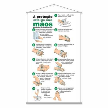 Imagem de Banner Educativo Aprenda a Lavar as Mãos 120x65cm - PlimShop