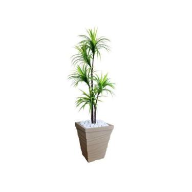 Imagem de Planta Artificial Árvore Yucca 1,60m Kit + Vaso Trapézio D. Grafiato B