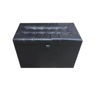 Imagem de Puff baú retangular para sala, quarto c/ pistão á gás - preto material