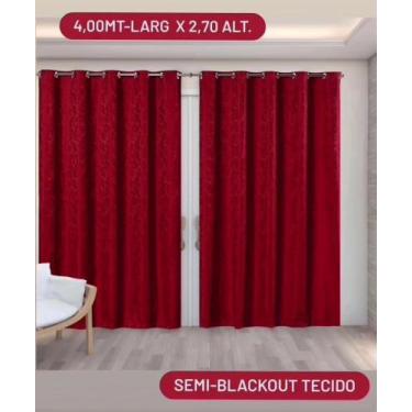 Imagem de Cortina Vermelha Jacquard 4 MT de Larg. X 2.70 Alt. Tecido Grosso - Ed