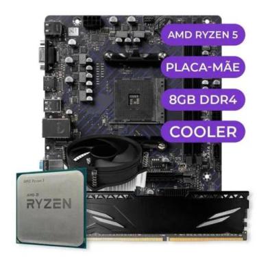 Imagem de Kit Upgrade AMD Ryzen 5 2400G, Cooler, Placa Mãe, 8GB DDR4 - TDMS