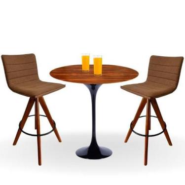 Imagem de Conjunto Mesa Bistrô Saarinen 60 cm Tampo Pau Ferro Base Altura 105 cm