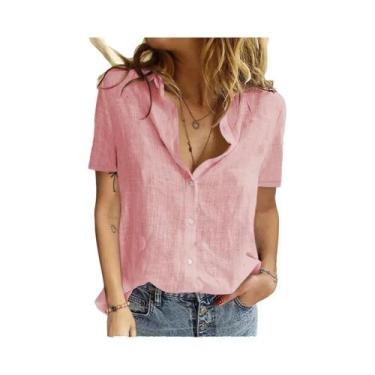 Imagem de Camisa Feminina Oversized Vintage Harajuku - Algodão e Linho - Manga C