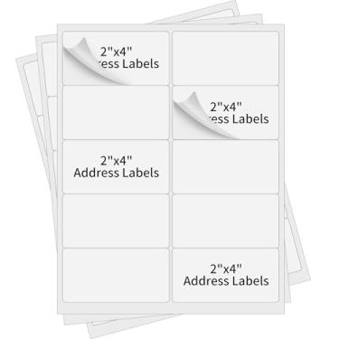 Imagem de Etiquetas de envio de 5 x 10 cm, 10 etiquetas de endereço, 2000 etiquetas de papel adesivo para impressora a laser/jato de tinta, etiquetas adesivas permanentes (200 folhas)