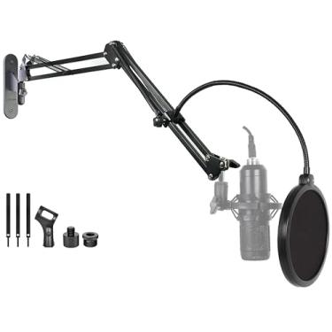 Imagem de AceTaken atualizar suporte de parede para microfone, suporte de parede para braço boom de microfone para logitech blue yeti, razer, hyperx, shure, transmissão de microfone rode, som de narra