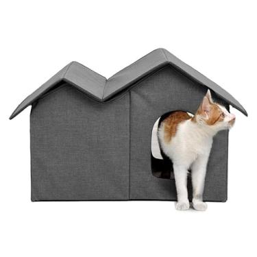 Imagem de Casa para Gatos, Casa Dobrável para Animais de Estimação Com Janela, Casa Confortável Com Cama para Gatos, Condomínio para Animais de Estimação para Ambientes Internos, Externos