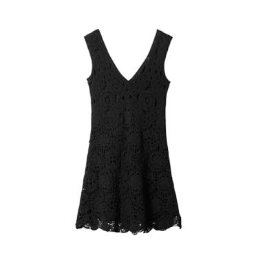 Imagem de Desigual Vestido curto feminino de crochê, Preto, G