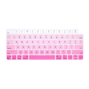 Imagem de HRH Capa de silicone para teclado iMac 24 polegadas 2021 Magic Keyboard com Touch ID A2449 película protetora, para iMac 24 polegadas M1 Chip 2021 Magic Keyobard A2450-Ombre Pink