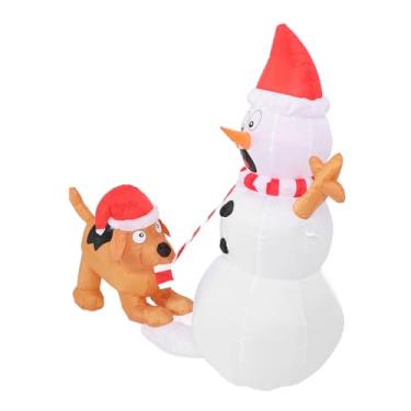 Imagem de Boneco de Neve Inflável de 3,6 Pés Com Luzes LED Brancas para Cachorro Mordida Decorações de Quintal de Jardim, Boneco de Neve Inflável de Natal, Decoração Inflável de Cachorro