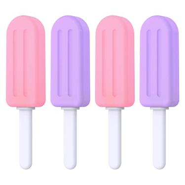 Imagem de Chewies for Invisalign Aligner, 4 PCS Popsicle Silicone Chewies with Grip Handles, for Invisible or Metal Braces Aligner Munchies, 2 Grape Flavor and 2 Peach Flavor