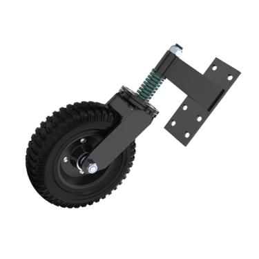 Imagem de Roda de Portão de Cerca, Capacidade de Carga de 600 Lb, Absorção de Choque, Roda de Rodízio de Portão Com Mola, Rodízio de Borracha para Vários Terrenos (Preto)