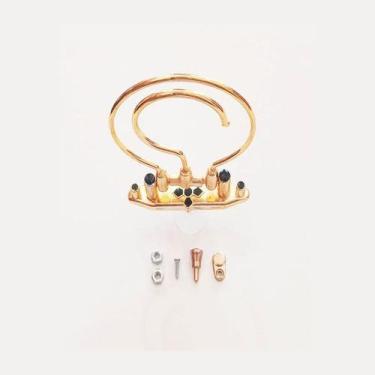 Imagem de Alça Gancho para Gaiola Aves/Pássaros Trinca Ferro Dourado C/ Preto - 