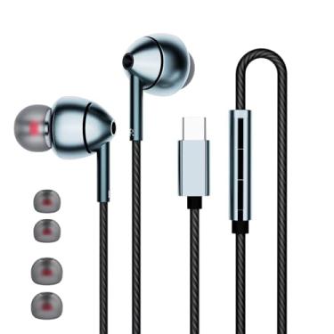 Imagem de USB C Headphones for Samsung Galaxy S23 FE S22 S21 S20 A53 A54 Wired Earbuds in-Ear Type C Earphone with Microphone Volume Control Bass Stereo Noise Canceling for iPhone 15 Pro Max Pixel 6 6a 7a 8 5