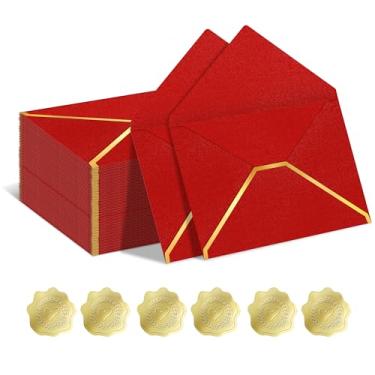 Imagem de 50 envelopes coloridos A7 12 x 17 cm, envelopes de convite com aba V, envelopes de carta para cartões de 12 x 18 cm, aniversário, casamentos, formaturas, cartões de felicitações, chá de bebê