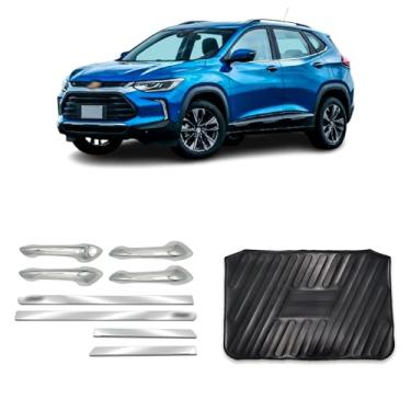 Imagem de Kit para Adaptável Para Tracker 2020 2021 2022 2023 Aplique Maçaneta 4 Portas C/1 Keyless Protetor de Porta-Malas Friso Lateral da Porta Largo.