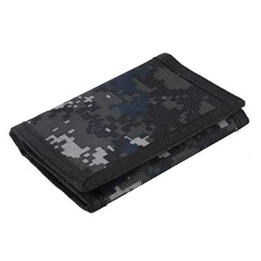 Imagem de Carteira RFID Camuflagem Carteira Nylon Três Dobras para Homens, Mini Porta-Moedas com Zíper para Crianças, Mosaico cinza escuro, Small