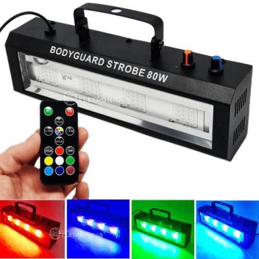 Imagem de Canhão Super Strobo Colorido RGB Controle Remoto 4 LEDs Branco de 80W 
