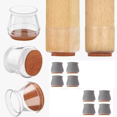 Imagem de KIT 8 PROTETOR DE SILICONE COM FELTRO FLEXIVEL PEZINHO PARA CADEIRA MESA E MOVEIS COZINHA SERVE PÉ REDONDO OU QUADRADO SEM RUIDOS E ARRANHOES NO PISO NÃO RISCA RESISTENTE UNIVERSAL (CINZA)