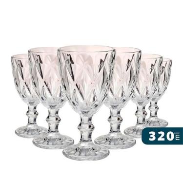 Imagem de Conjunto 6 Taças Vidro Transparente Diamond Para Agua ou Vinho Bali 83