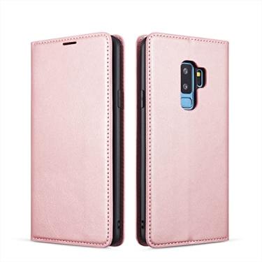 Imagem de EYZUTAK Capa flip de couro PU premium para Samsung Galaxy S9, capa protetora com compartimento para cartão, fecho magnético à prova de choque, capa carteira para Samsung Galaxy S9 - ouro rosa