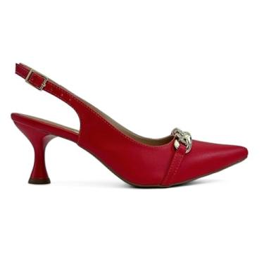 Imagem de Scarpin Aberto Atras Salto Taça 7cm Com Corrente 081 (Vermelho, BR, Adulto, Numérico, 34)