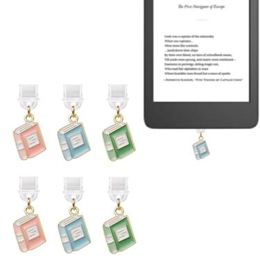 Imagem de meeeyya 6 peças de berloque de plugue de poeira compatível com Kindle Paperwhite 2021, plugues à prova de poeira de livros, plugues tipo C/USB C, presente para amantes de livros leitores homens e