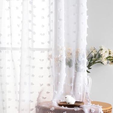 Imagem de Cortinas transparentes extralongas de 262 cm de comprimento para sala de estar, 2 painéis, semitransparentes, rústicas, cortina boho, quarto, escritório, quarto de meninas, decoração de luz, bolso