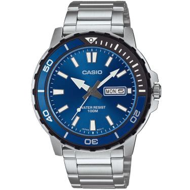Imagem de Relógio CASIO masculino prata azul MTD-125D-2A1VDF