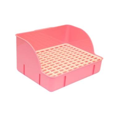 Imagem de IEUDNS Pet Pan Corner Caixa de vaso sanitário Anti Anti Splashing Mesh Bottom Bashet Pan para rato Hamster Ferret Hamster, Rosa