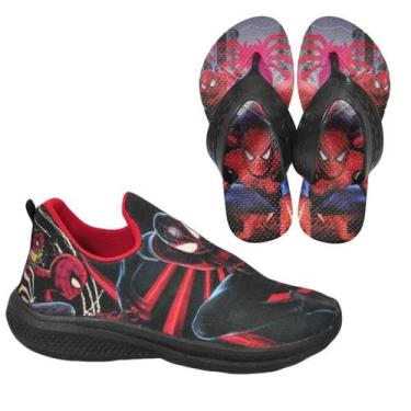 Imagem de Tênis Infantil Masculino Calce Fácil Escolar Menino Personagem +Chinel