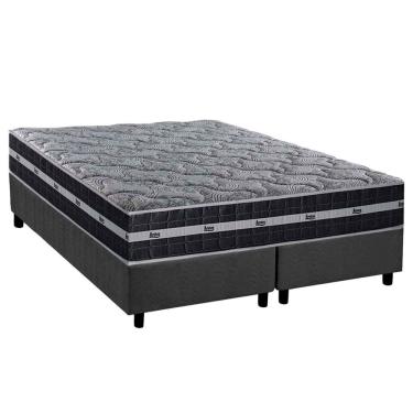 Imagem de Conjunto Box Queen: Colchão Molas Anjos Ensacadas Black Graphite + Base crc Suede Gray(...