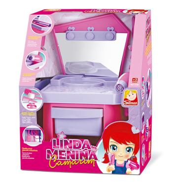 Imagem de Camarim Linda Menina Rosa Com Gaveta e Espelho com Varios Acessórios Silmar