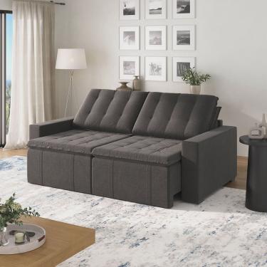 Imagem de Sofá Cama Retrátil Palmeira 3 Lugares 220cm em Linho CabeCasa MadeiraMadeira