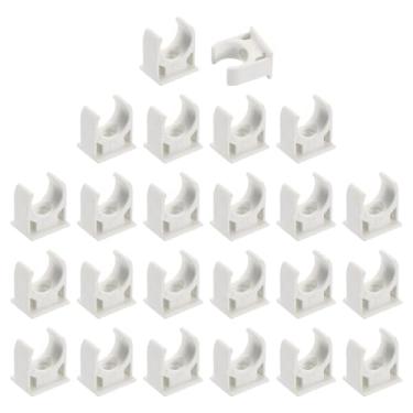 Imagem de uxcell 24 peças de grampos de tubo de água de PVC, fivelas de mangueira de tubulação em forma de U, suporte de tubo de irrigação para diâmetro externo de 16 mm para bandejas de TV, tubulação, tubo de
