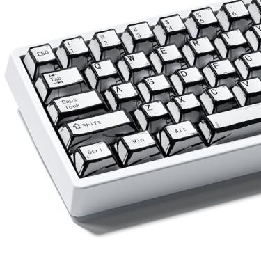 Imagem de XVX Teclas PBT brancas, conjunto de teclas de perfil cereja, teclas de teclado grafite de sublimação de tinta adequadas para 60% 65% 75% 80% 100% MX Switches Teclado Mecânico