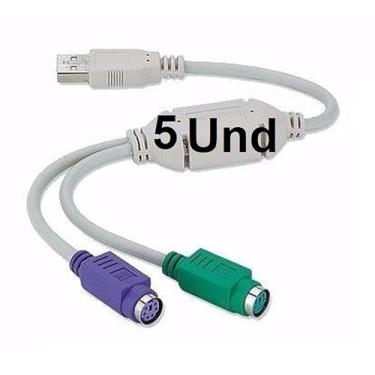 Imagem de Kit 5 Cabo Adaptador Conversor Usb Para 2 Ps2 Teclado Mouse