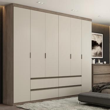 Imagem de Guarda Roupa Casal 6 Portas 4 Gavetas Nobre THB - Rustico com Off White