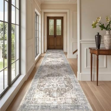 Imagem de Tortania Tapete de área 3x14 tapetes de corredor - lavável vintage oriental fazenda tapete interno fino para sala de estar, quarto, corredor, entrada, cozinha, embaixo da mesa de jantar, escritório em