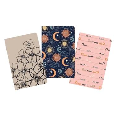 Imagem de Roaring Spring Cadernos de composição de bolso, livros de comp, pacote com 3, 24 folhas, papel branco pesado com pautado universitário, 14 x 9 cm, 3 capas exclusivas projetadas por artistas femininas