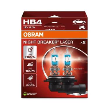 Imagem de Par Lampada Farol Osram Night breaker Laser HB4 55W 4000k
