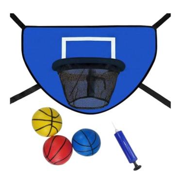 Imagem de Deevoka Conjunto de argola de basquete de trampolim, com 3 bolas e 1 bomba, aro breakaway para, para crianças fáceis de montar