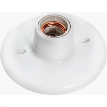Imagem de Plafonier Pvc Opl Branco Redondo Soquete Porcelana E27 3295, Branco